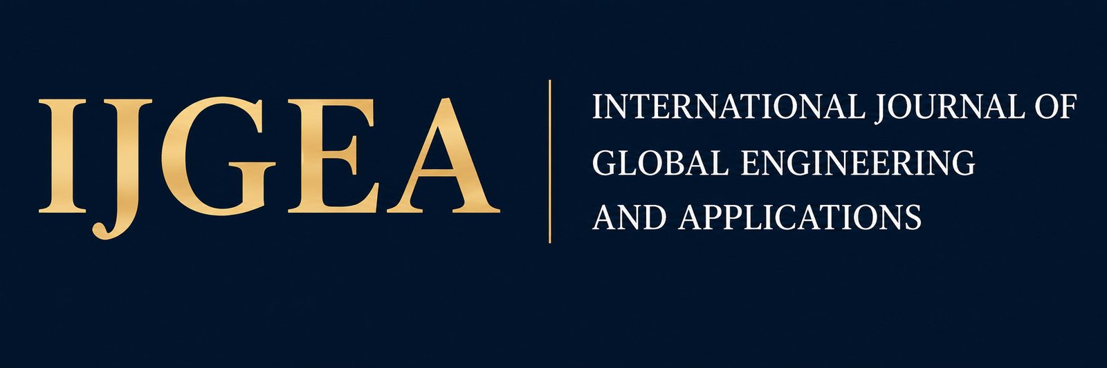 IJGEA logo — International Journal of Global Engineering and Applications, featuring a globe, engineering gear, technology, book, and robotics symbols.
